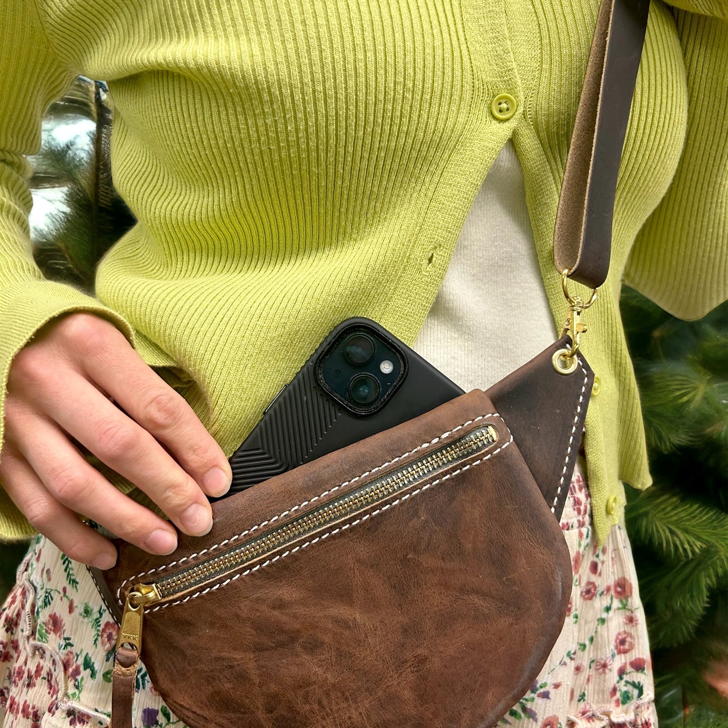 Brown Sling and Go Leather Fanny Pack