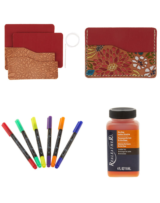 Chrysanthemum DIY Leather Card Wallet Bundle, Markerific