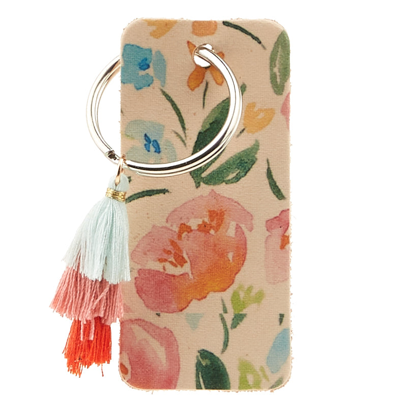 Boho Daisy Leather Keychain