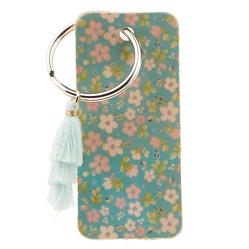 Boho Daisy Leather Keychain