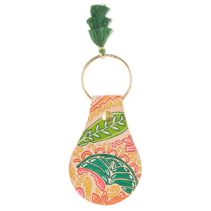 Tropical DIY Leather Rounded Keychain