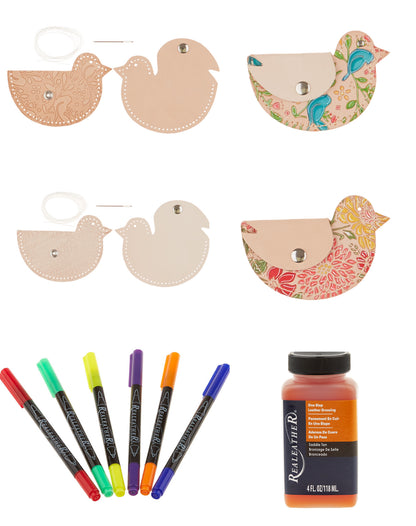 DIY Leather Bird Coin Purse Bundle, Markerific