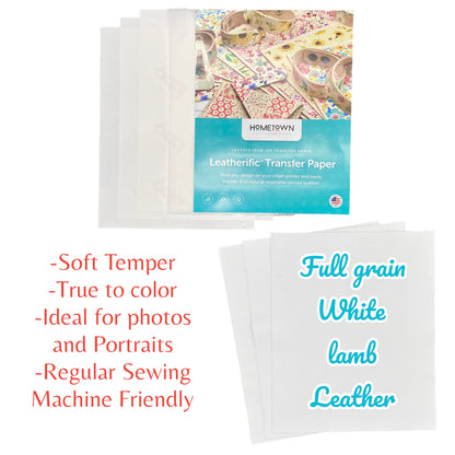 Leatherific Transfer Paper and White Lamb Leather Bundle 8 1/2" By 11"