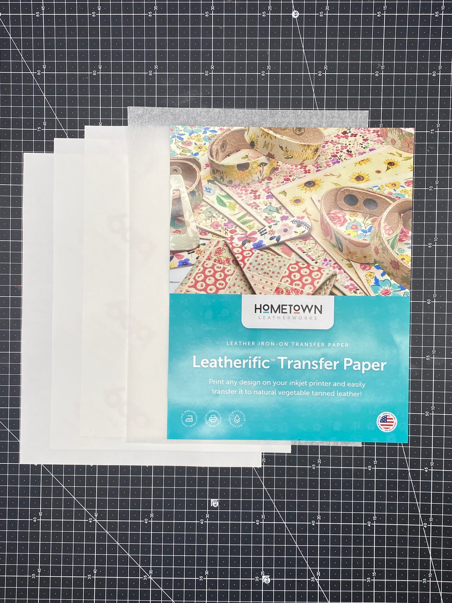 Leatherific Transfer Paper and Veg Tan Leather Bundle 8 1/2" By 11"