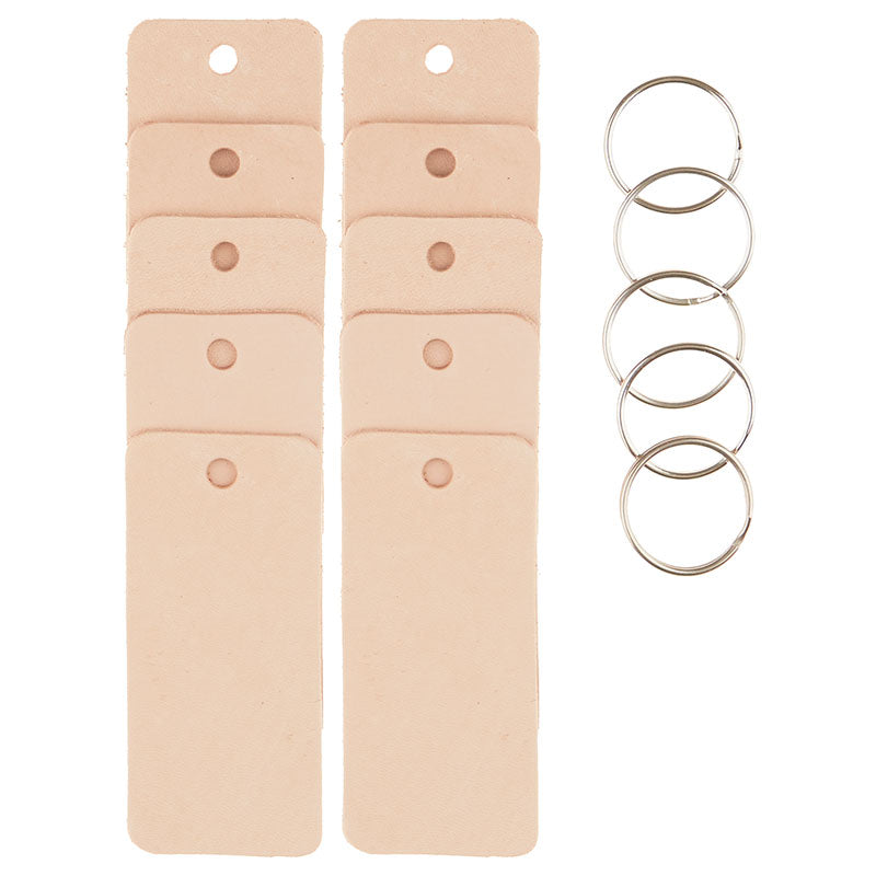 10 Pack Rectangle Leather Keychain kit