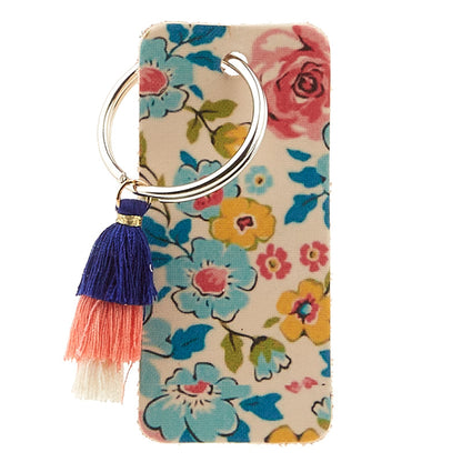 Turquoise Bouquet Leather Keychain