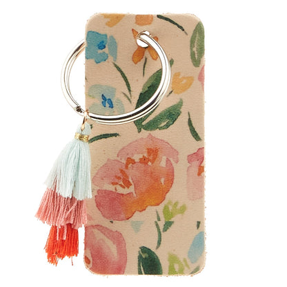 Turquoise Bouquet Leather Keychain