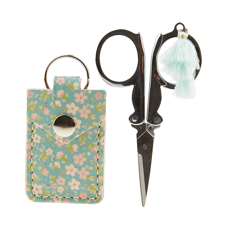 Turquoise Bouquet Finished Leather Scissor Pouch