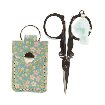 Turquoise Bouquet Finished Leather Scissor Pouch