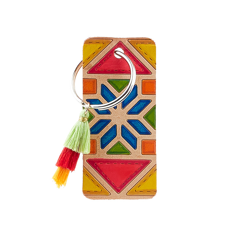 Quilt DIY Rectangle Leather Keychain