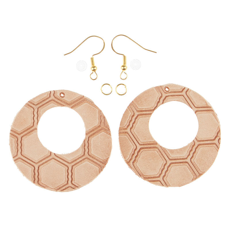 Peony DIY Leather Earring Open Circle