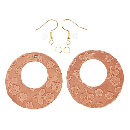 Peony DIY Leather Earring Open Circle