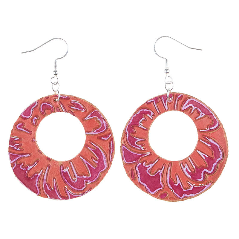 Peony DIY Leather Earring Open Circle