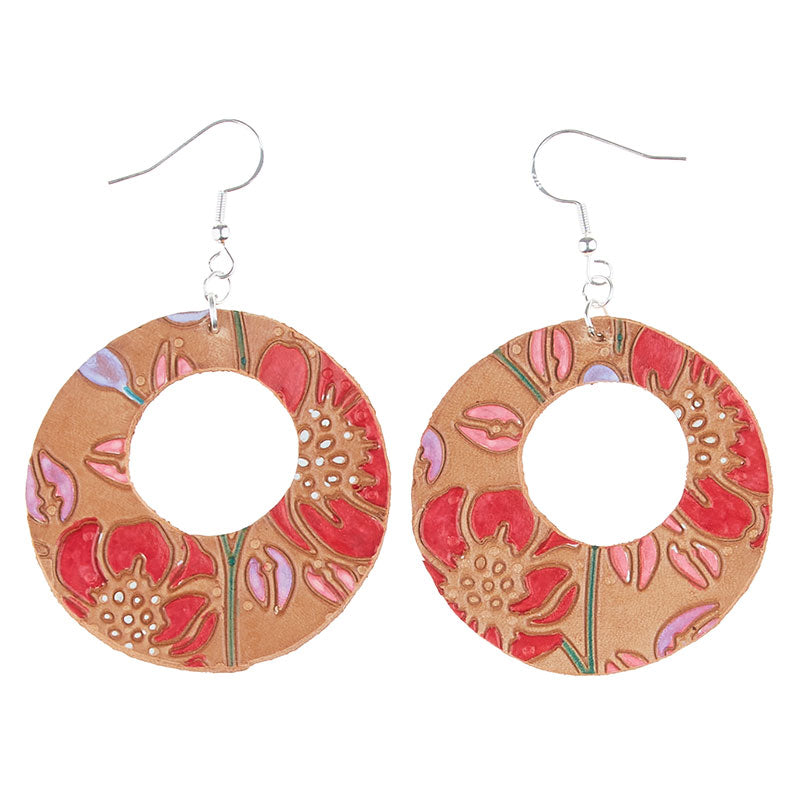 Peony DIY Leather Earring Open Circle