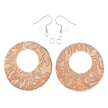 Peony DIY Leather Earring Open Circle