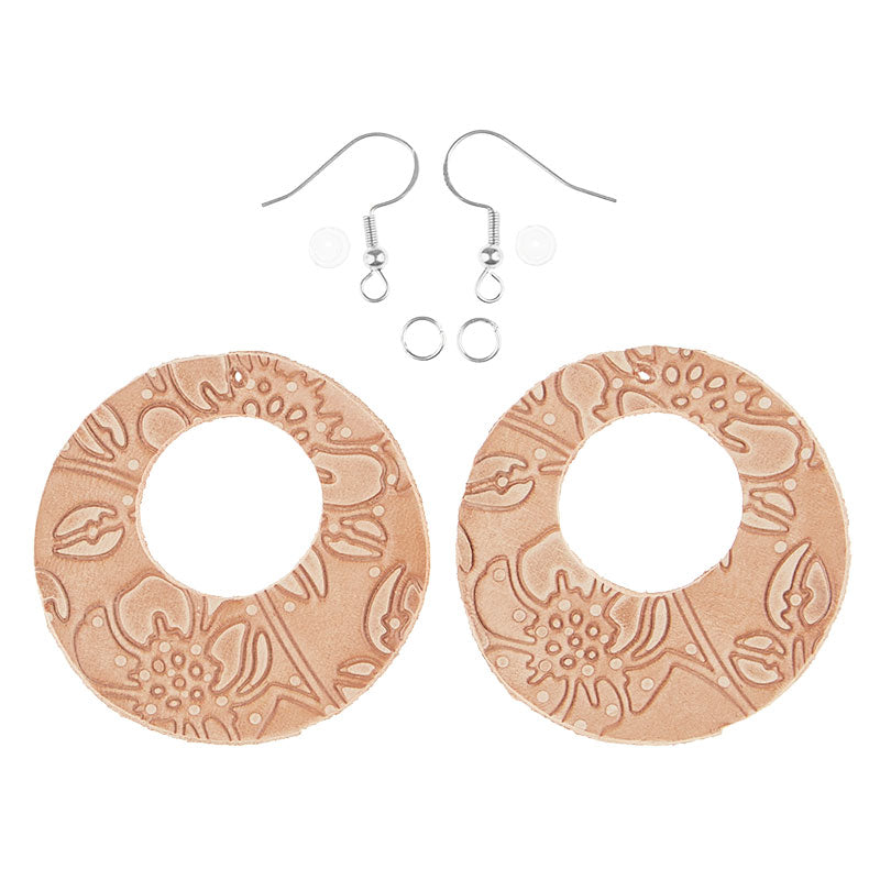 Peony DIY Leather Earring Open Circle