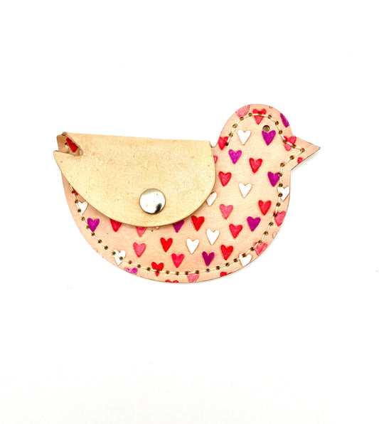 Heart DIY Leather Bird Coin Purse