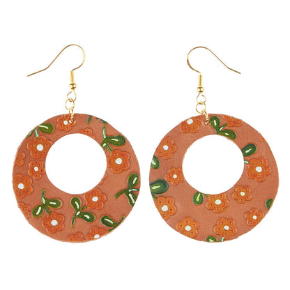 Peony DIY Leather Earring Open Circle