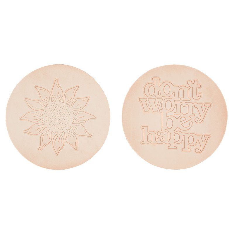 Don’t Worry Be Happy DIY Leather Coaster Circle 2-Pack