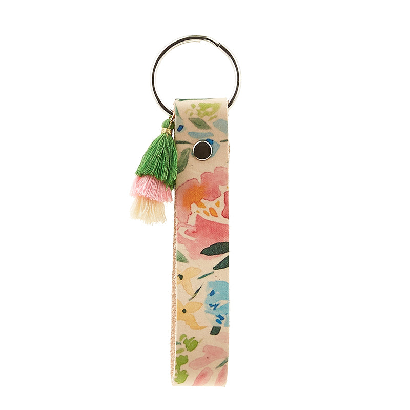 Turquoise Bouquet Finished Long Leather Keychain