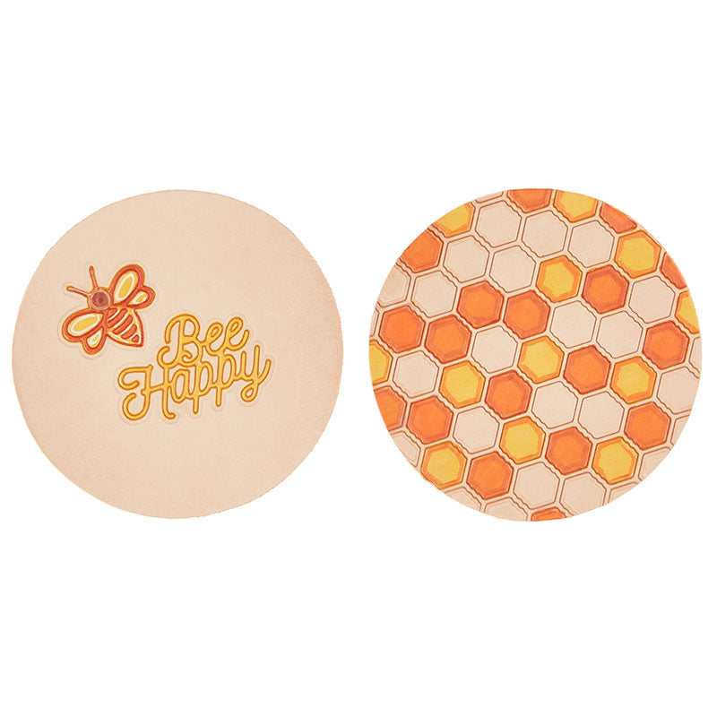 Don’t Worry Be Happy DIY Leather Coaster Circle 2-Pack