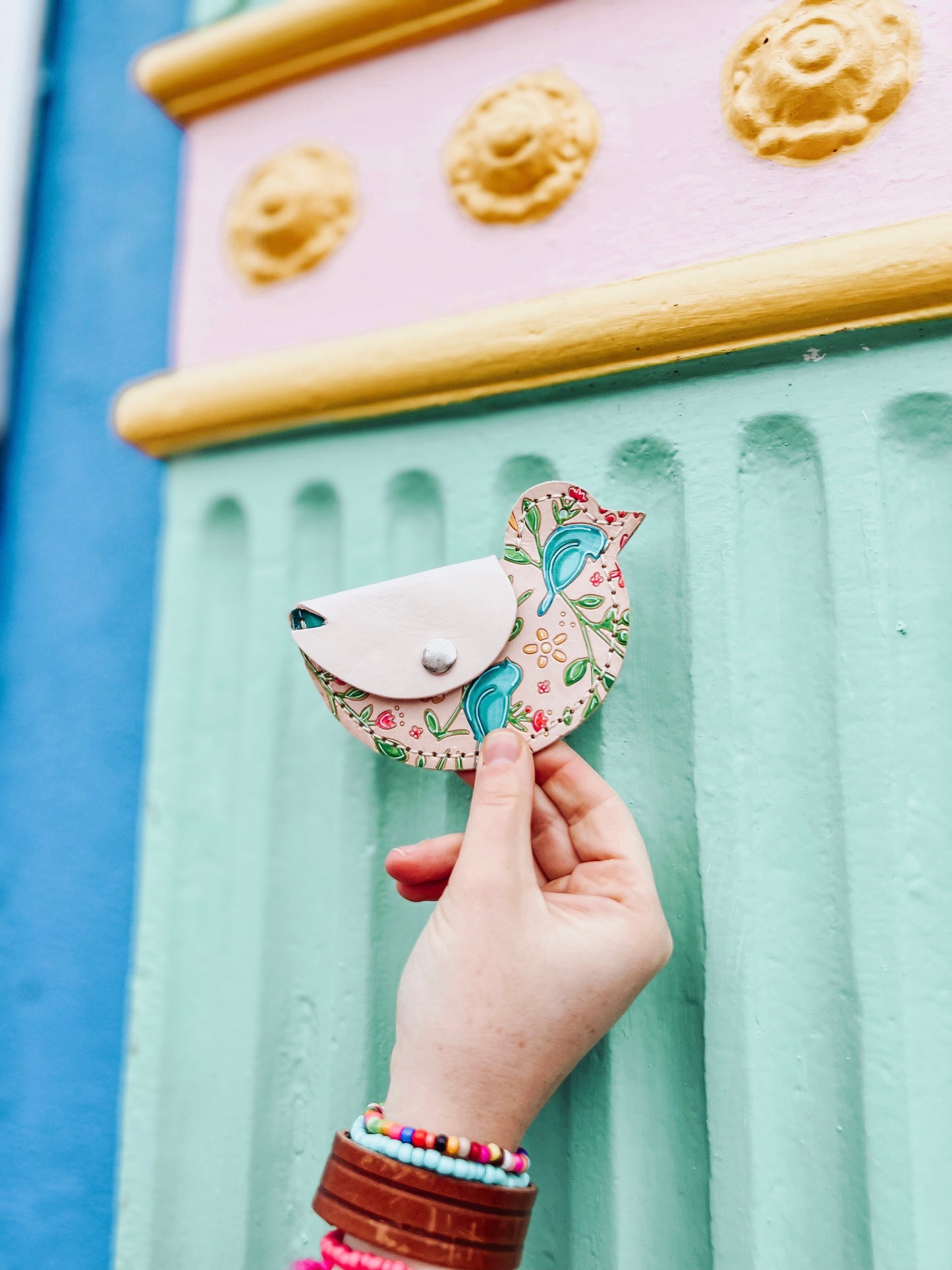 Chrysanthemum DIY Leather Bird Coin Purse