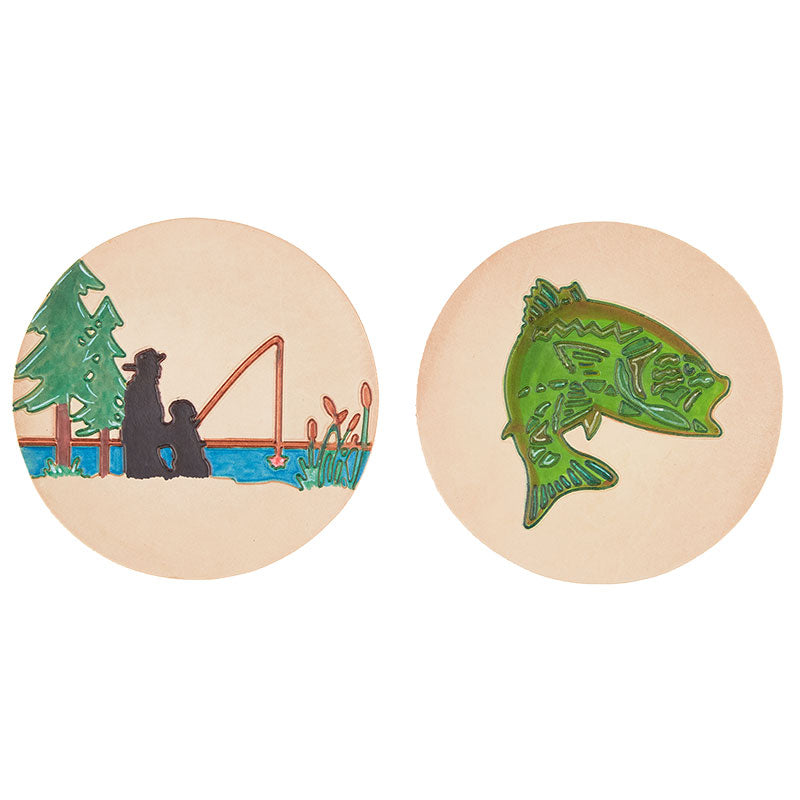 Fish DIY Leather Coaster Circle 2-Pack